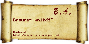 Brauner Anikó névjegykártya